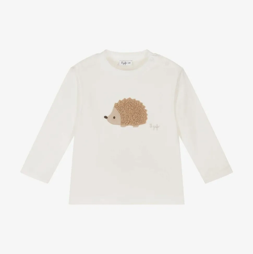 Boys Ivory Cotton Hedgehog Top