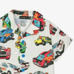 Boys Ivory Cotton Race Car Shirt