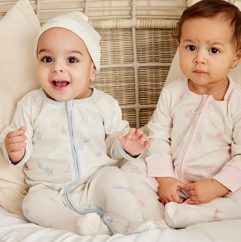 Boys Ivory Cotton Starry Sky Babygrow