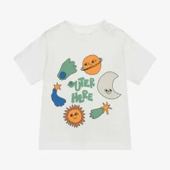 Boys Ivory Organic Cotton Slogan T-Shirt
