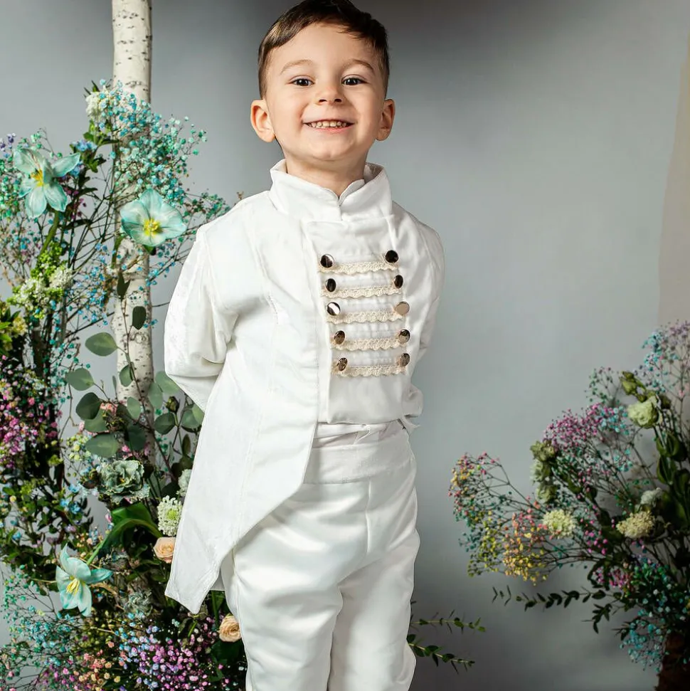 Boys Ivory Velvet Suit