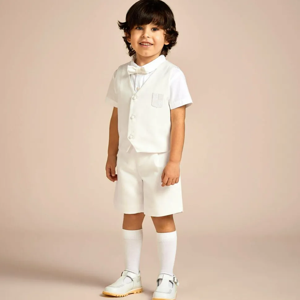 Boys Ivory Viscose Shorts Suit