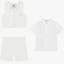 Boys Ivory Viscose Shorts Suit