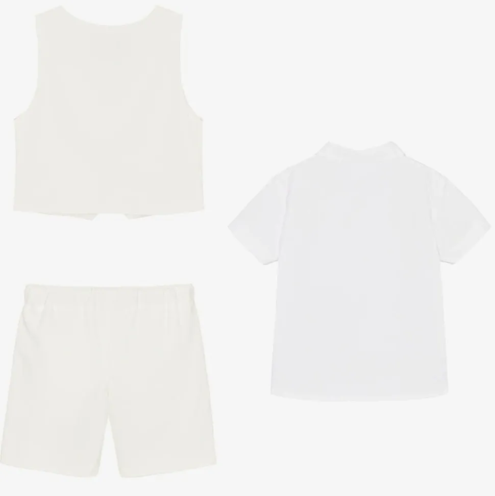 Boys Ivory Viscose Shorts Suit