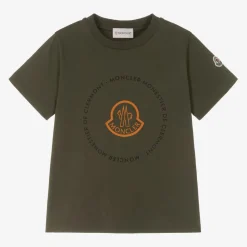 Boys Khaki Green Cotton T-Shirt