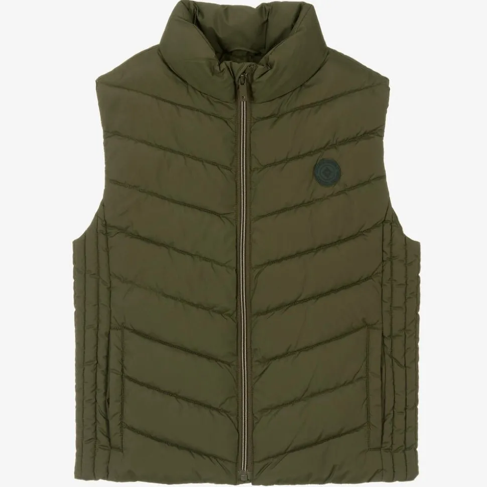 Boys Khaki Green Puffer Gilet
