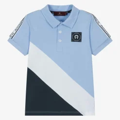 Boys Light Blue Cotton Polo Shirt