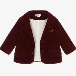 Boys Navy Blue & Red Velvet Suit