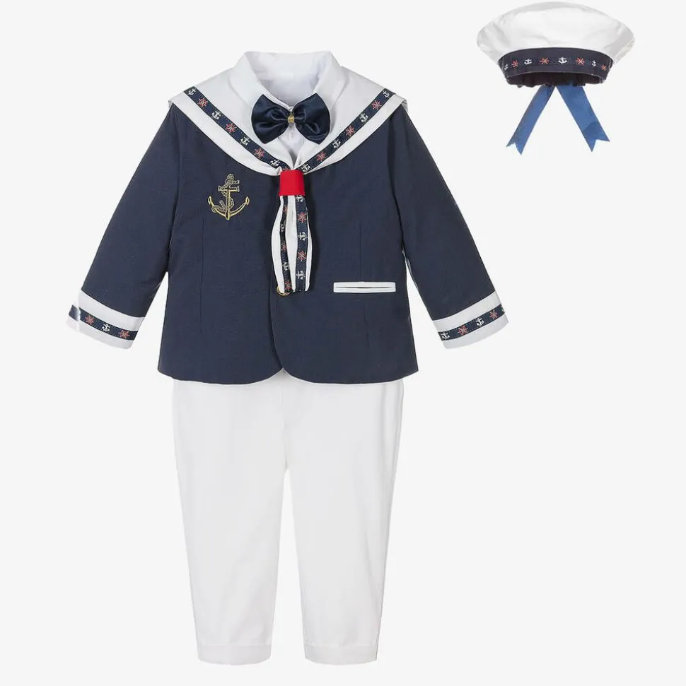Boys Navy Blue & White Sailor Suit