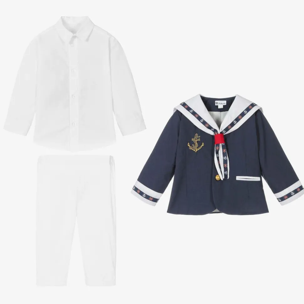 Boys Navy Blue & White Sailor Suit