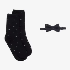 Boys Navy Blue Bow Tie & Sock Set