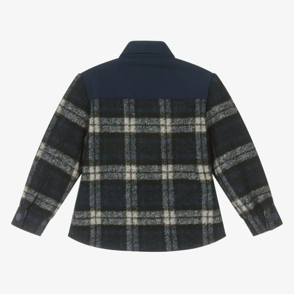 Boys Navy Blue Check Shacket