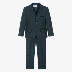 Boys Navy Blue Check Suit