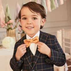 Boys Navy Blue Check Suit