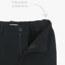 Boys Navy Blue Check Trousers