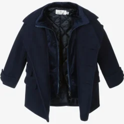 Boys Navy Blue Coat & Hat Set