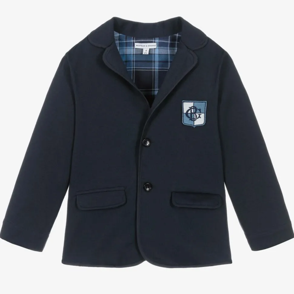 Boys Navy Blue Cotton Blazer