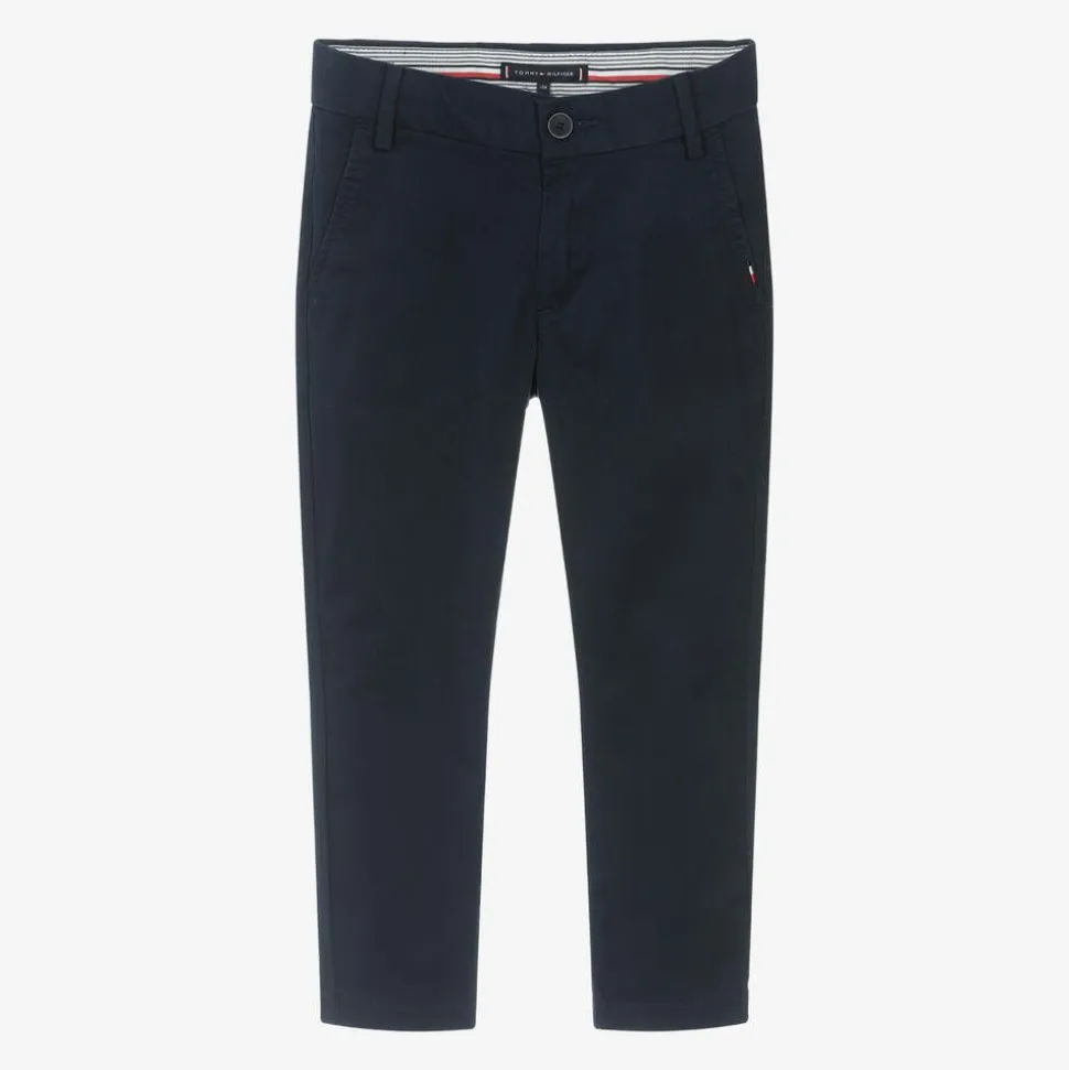 Boys Navy Blue Cotton Chino Trousers