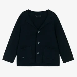 Boys Navy Blue Cotton Knit Cardigan