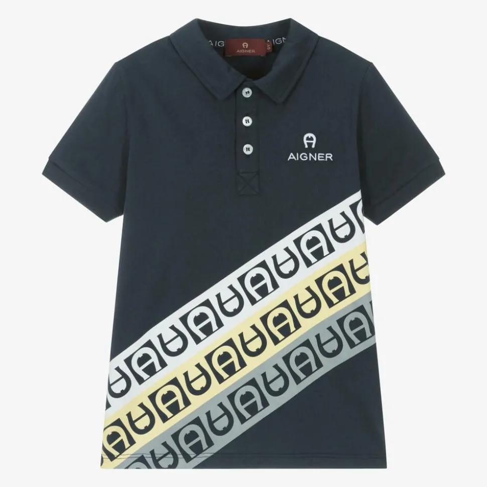 Boys Navy Blue Cotton Polo Shirt