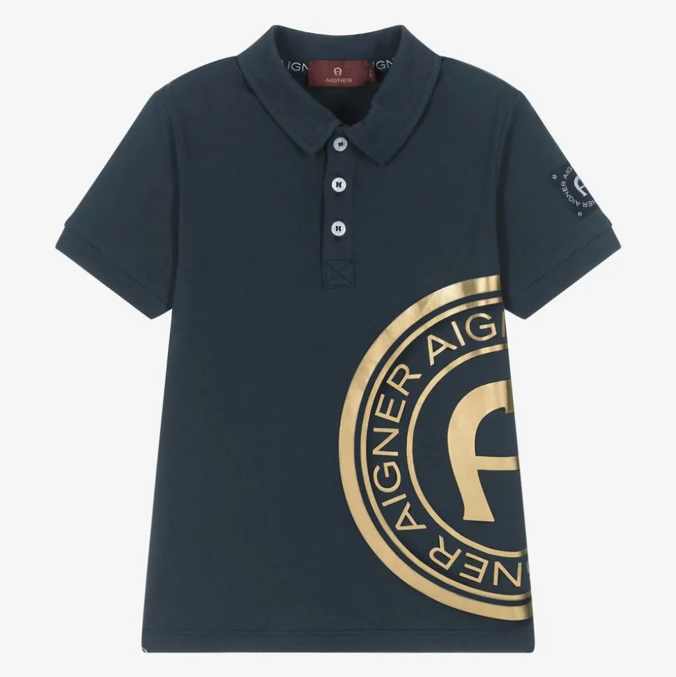 Boys Navy Blue Cotton Polo Shirt