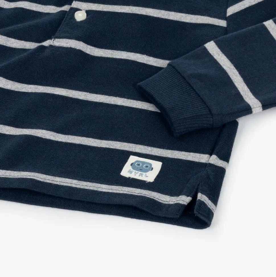 Boys Navy Blue Cotton Rugby Shirt