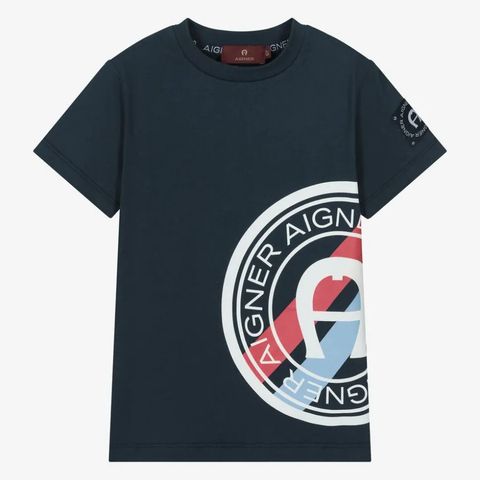 Boys Navy Blue Cotton T-Shirt