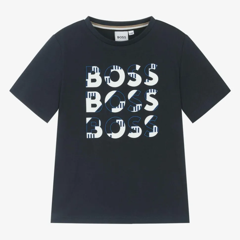 Boys Navy Blue Cotton T-Shirt