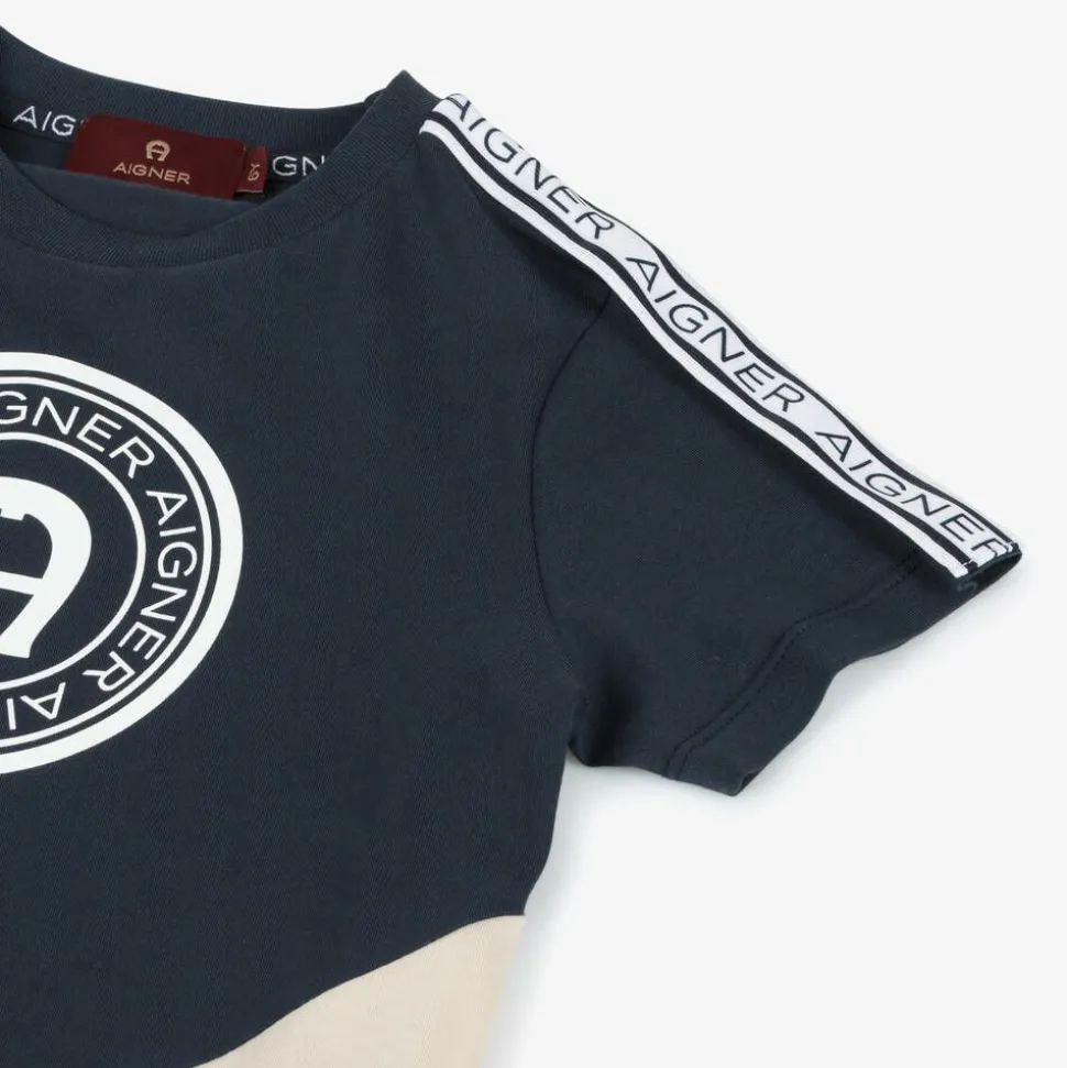 Boys Navy Blue Cotton T-Shirt