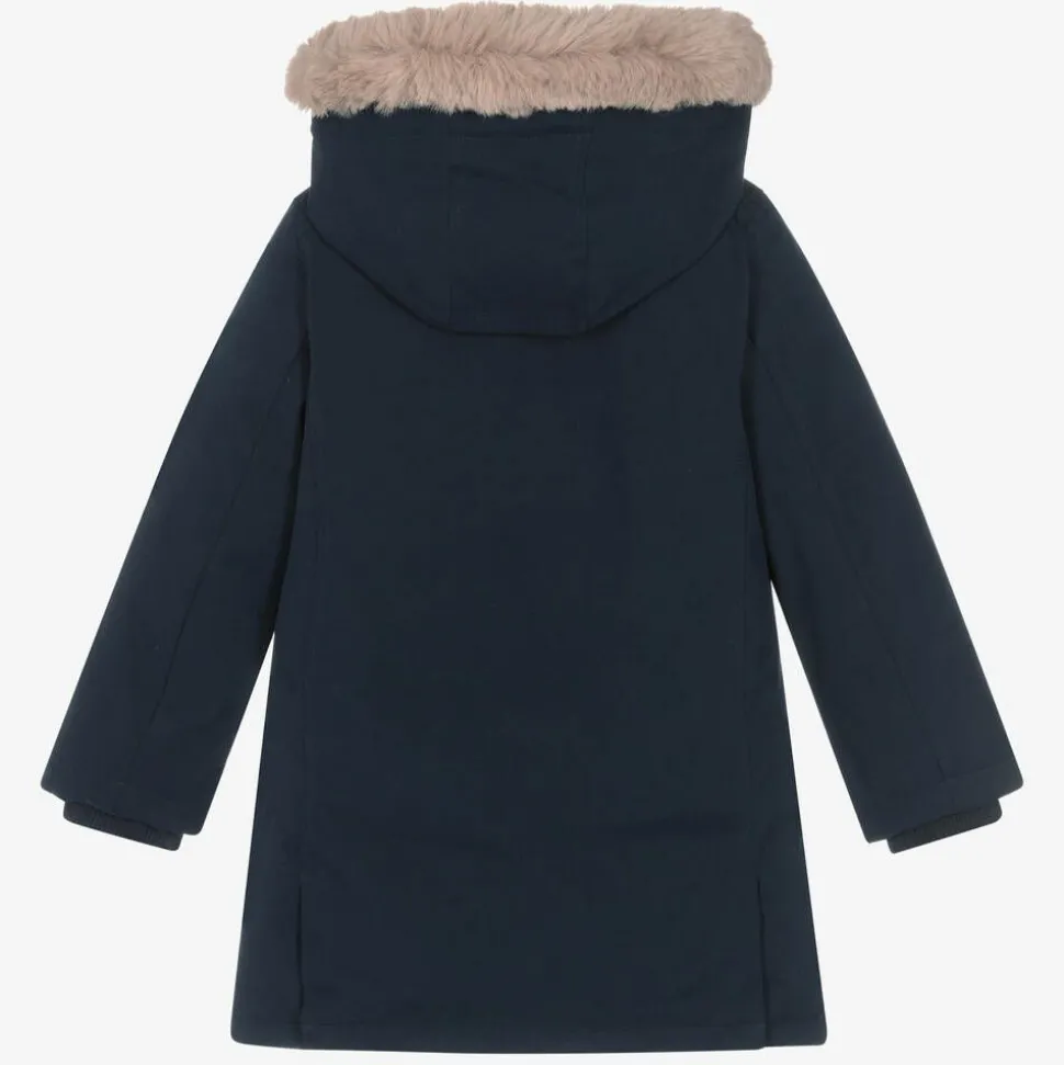 Boys Navy Blue Down-Filled Parka Coat