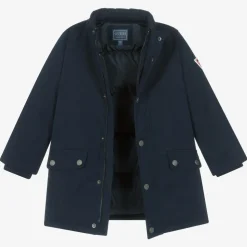 Boys Navy Blue Down-Filled Parka Coat