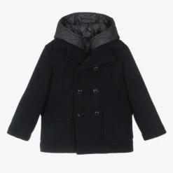 Boys Navy Blue Felted 2-in-1 Coat