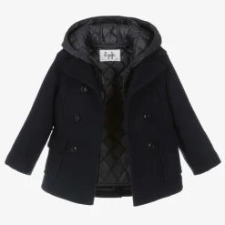 Boys Navy Blue Felted 2-in-1 Coat