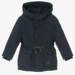 Boys Navy Blue Hooded Parka Coat