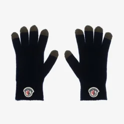Boys Navy Blue Knitted Wool Gloves