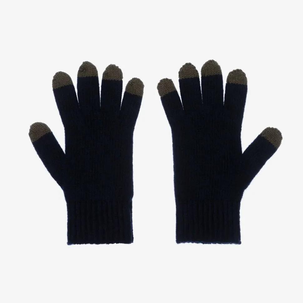 Boys Navy Blue Knitted Wool Gloves