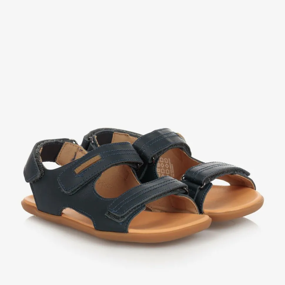 Boys Navy Blue Leather Sandals
