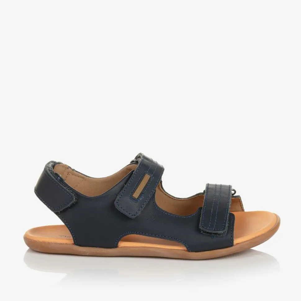 Boys Navy Blue Leather Sandals