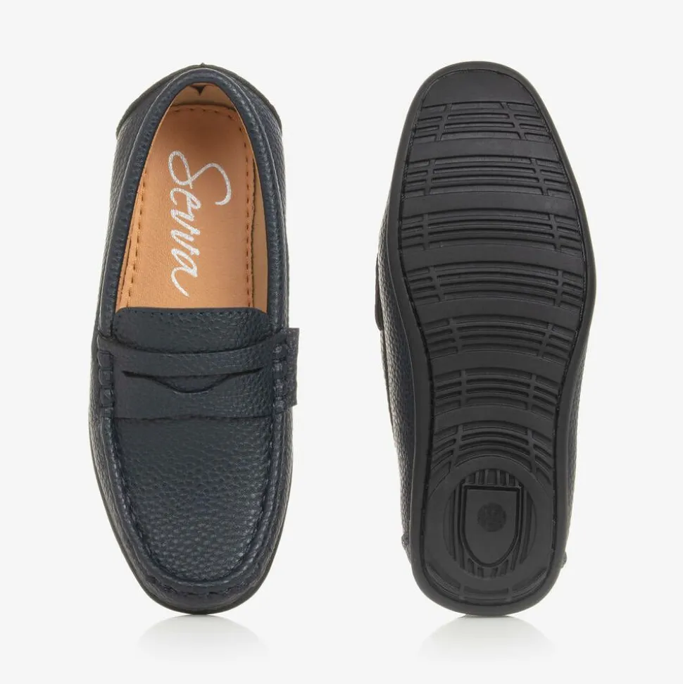Boys Navy Blue Loafers