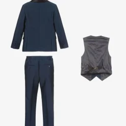 Boys Navy Blue Satin Suit