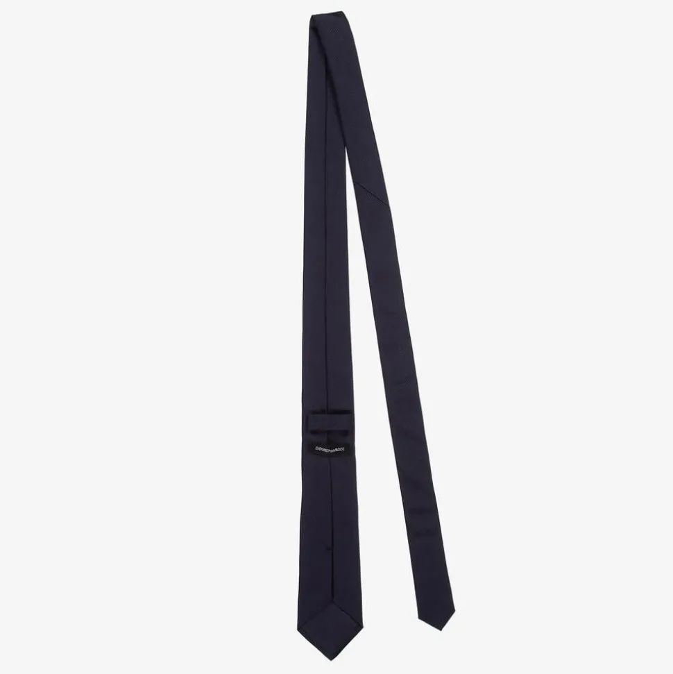 Boys Navy Blue Silk Eagle Logo Tie