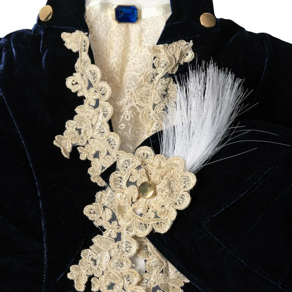 Boys Navy Blue Velvet & Satin Suit