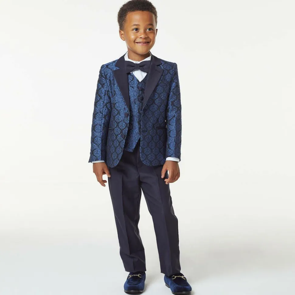 Boys Navy Blue Velvet Loafers