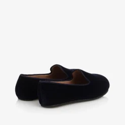 Boys Navy Blue Velvet Loafers