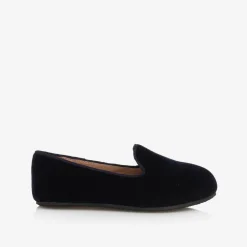 Boys Navy Blue Velvet Loafers