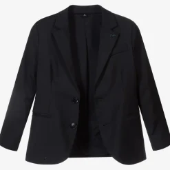 Boys Navy Blue Wool Single-Breasted Suit