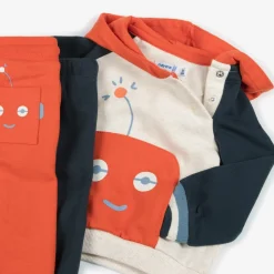 Boys Orange & Blue Cotton Robot Tracksuit Set
