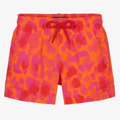 Boys Orange & Pink Abstract Swim Shorts