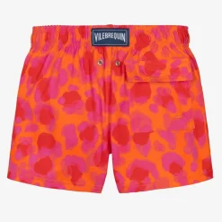 Boys Orange & Pink Abstract Swim Shorts