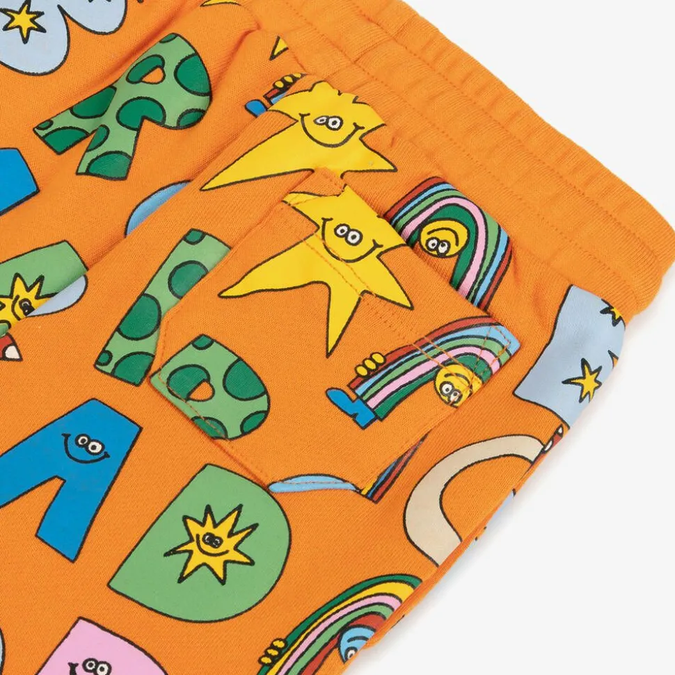 Boys Orange Cotton Magic Logo Joggers